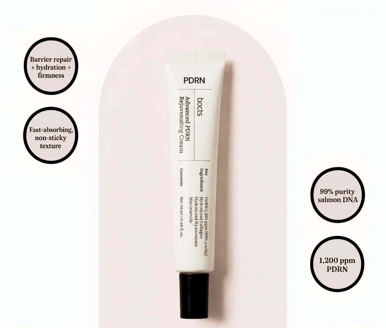 Advanced PDRN Rejuvenating Cream — 99% purity salmon DNA, 1,200 ppm PDRN.